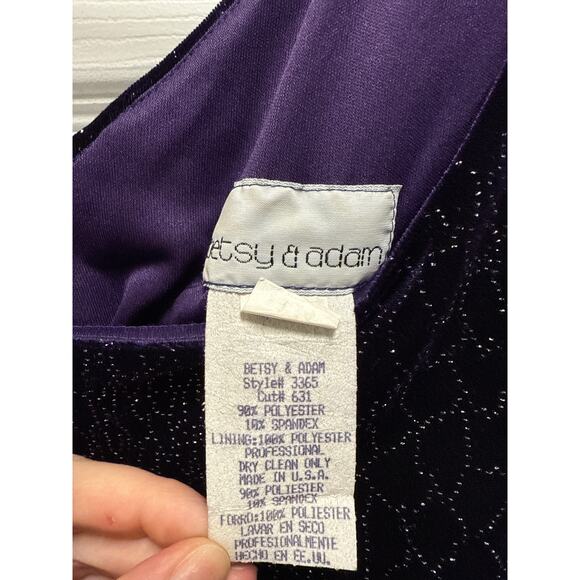 Betsy & Adam 90s Velvet Purple Rhinestone Grunge Maxi Formal Dress Size 12 - Picture 8 of 9